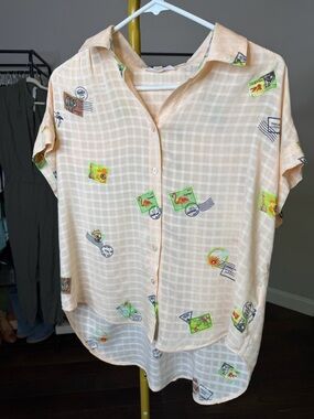 Anthropologie camp  shirt in soft pink